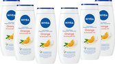NIVEA Care & Orange - 6 x 250 ml - Voordeelverpakking - Douchecrème