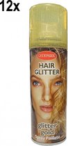 12x Haarspray glittergoud 125 ml