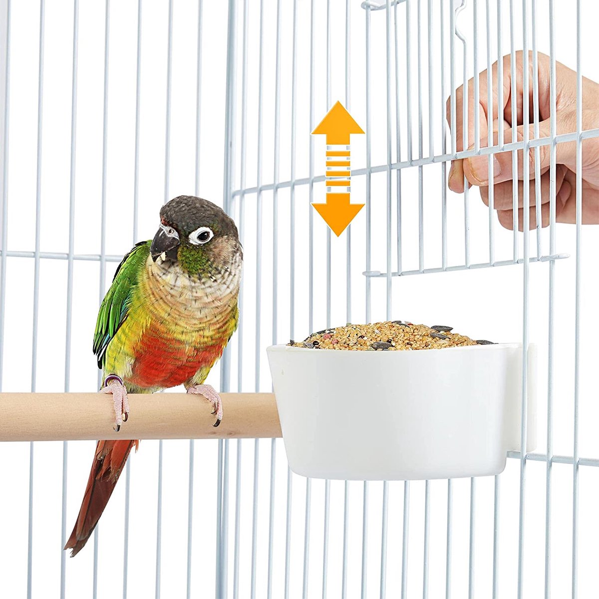 Vogelkooi, vogelhuis, vogelkooi, parkietkooi, 46,5 x 46,5 x 136 cm, kanaries, kooi, exotenkooi, papegaaienkooi, valkparkietkooi, wit HMTM-BC-10006-White thumbnail 3