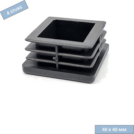 Serviprof insteekdop - 40 x 40 mm - Zwart - 4 stuks