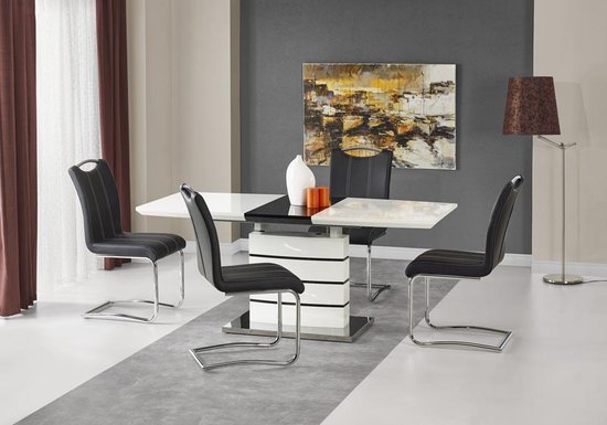 Nord - table extensible 140-180 cm, table pliante, table pliante, blanc et  noir, MDF