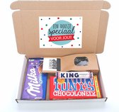 Cadeaupakketje "Speciaal voor jou" brievenbus cadeau - Dropmix - Tony Chocolonely -Milka chocolade - King pepermunt