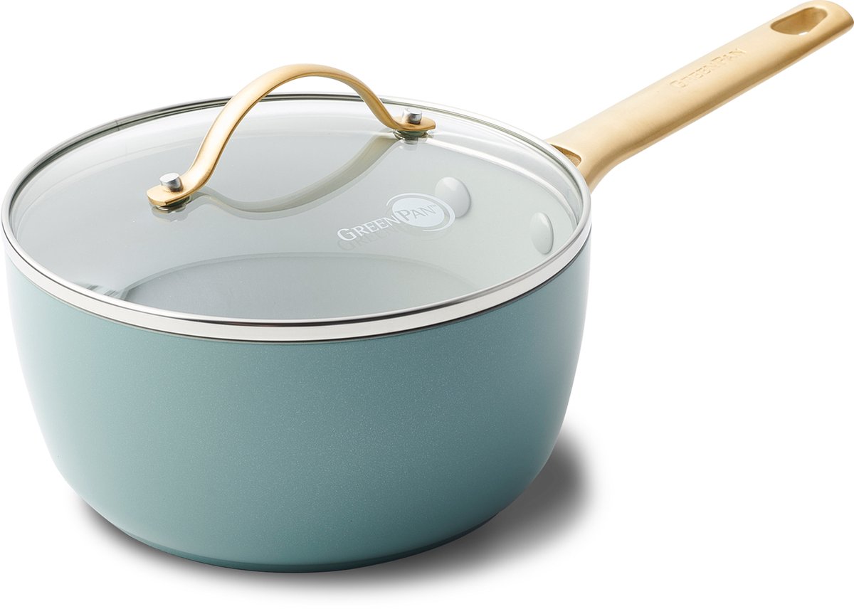 GreenPan Padova Smokey Sky Blue steelpan met deksel ø18 cm - inductie - anti-aanbak - PFAS-vrij