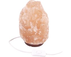 Zoutlamp Himalayazout - 4 tot 6 kg - ongeveer 22 cm - incl. snoer en lampje - Zoutsteen - Zuiverend en rustgevend