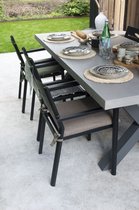 Ensemble de jardin 5 pièces | 4 chaises de jardin empilables Delia (Noir) | Table de jardin 180cm Chypre (Gris)