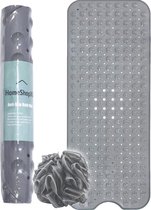 The Original - Badmat Antislip - Grijs - 100x40cm - Antislipmat Douchemat voor Bad & Douche - Anti Slip Mat met Zuignappen