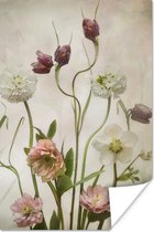 Poster - Bloemen - Vintage - Lente - Botanisch - Stilleven - Wanddecoratie - 60x90 cm - Muurposter - Posters vintage