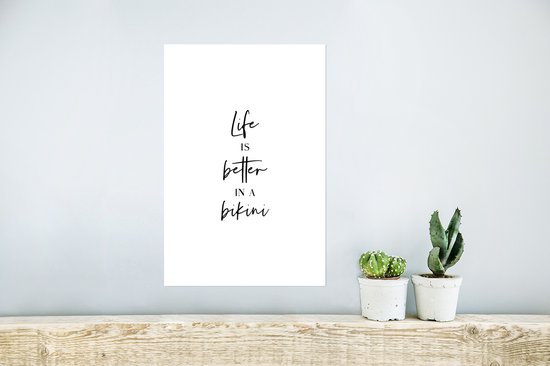 Affiche La Life est meilleure en bikini - Citation - BLANC - 20x30 cm