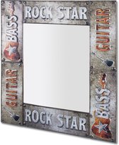 HakuShop Spiegel | Vintage Metaal | Brede metalen rand | Rock Star | 64x3x74
