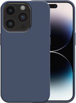 Smartphonica Siliconen hoesje voor iPhone 14 Pro case met zachte binnenkant - Donkerblauw / Back Cover geschikt voor Apple iPhone 14 Pro
