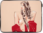 Housse ordinateur 17 pouces - Femme - Portrait - Pastel - Rouge - Housse ordinateur - Dimensions intérieures 42,5x30 cm