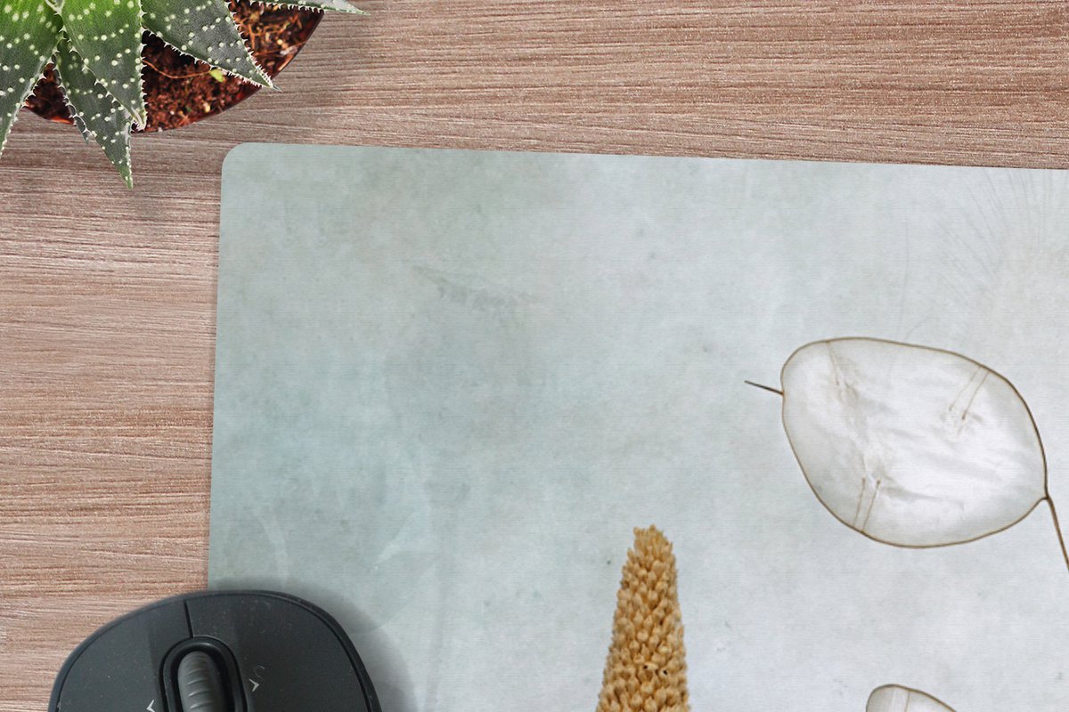 Muismat XXL 90x60 cm - Bureau onderlegger - Bureau mat Stilleven - Droogbloemen - Natuur - Bureaumat - Gaming mousepad xl - Bureaulegger groot - Computer deskmat