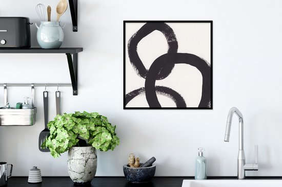 Cadre photo avec affiche - Abstrait - Formes - Zwart - Cercles - 40x40 cm - Cadre pour affiche