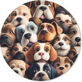 Muismat - Mousepad - Rond - Hond - Patronen - Dieren - Bruin - Meisje - Jongen - 40x40 cm - Ronde muismat