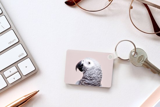 Porte-clés - Perroquet - Grijs - Animaux - Nature - Cadeaux - Plastique