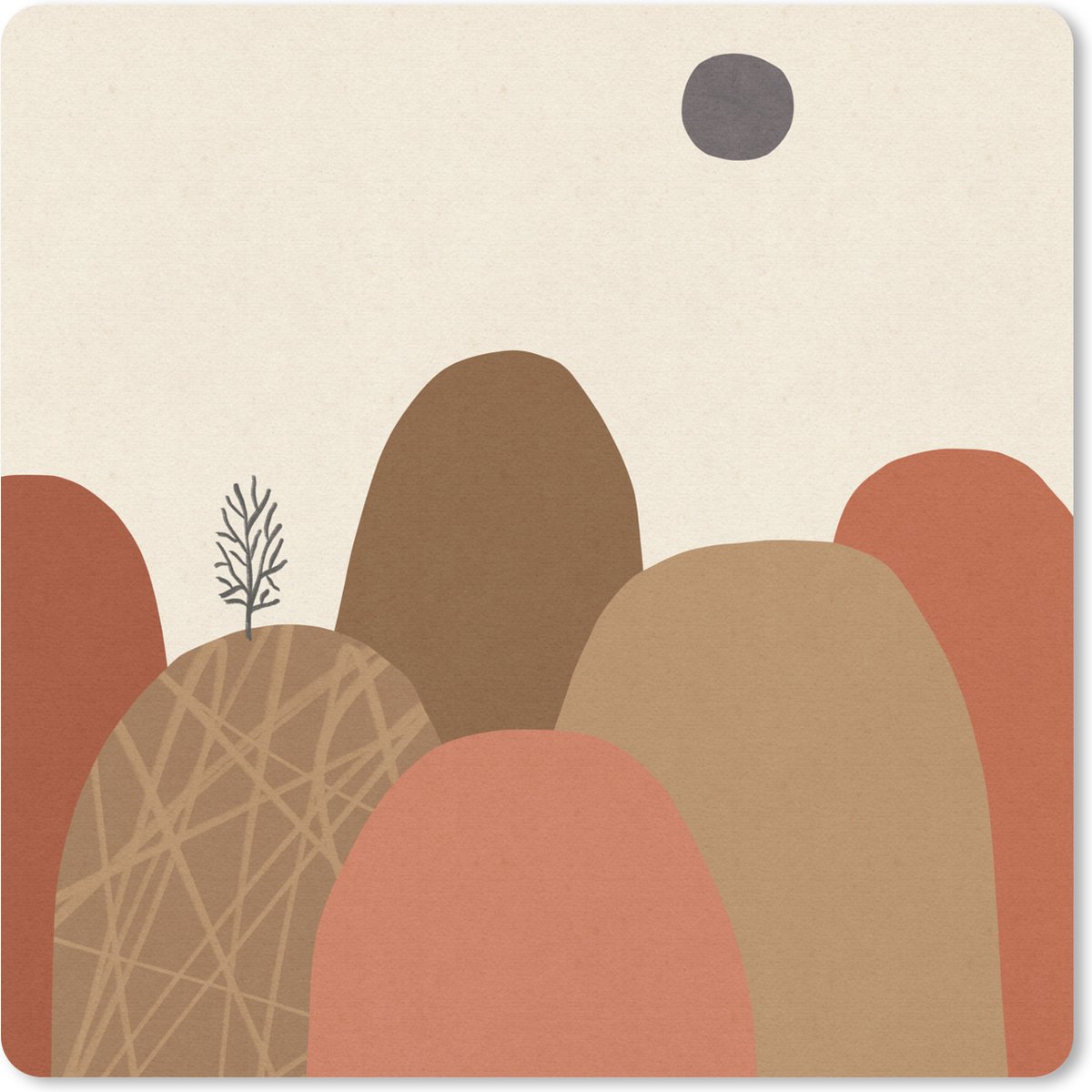 Muismat 30x30 cm - Mousepad Bergen - Pastel - Abstract - Kleuren - Muismatten