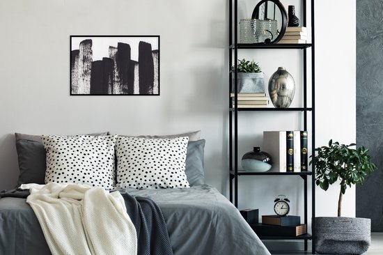 Cadre photo avec affiche - Peinture - Abstrait - Zwart - Wit - 60x40 cm - Cadre pour affiche