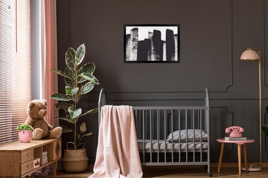 Cadre photo avec affiche - Peinture - Abstrait - Zwart - Wit - 60x40 cm - Cadre pour affiche