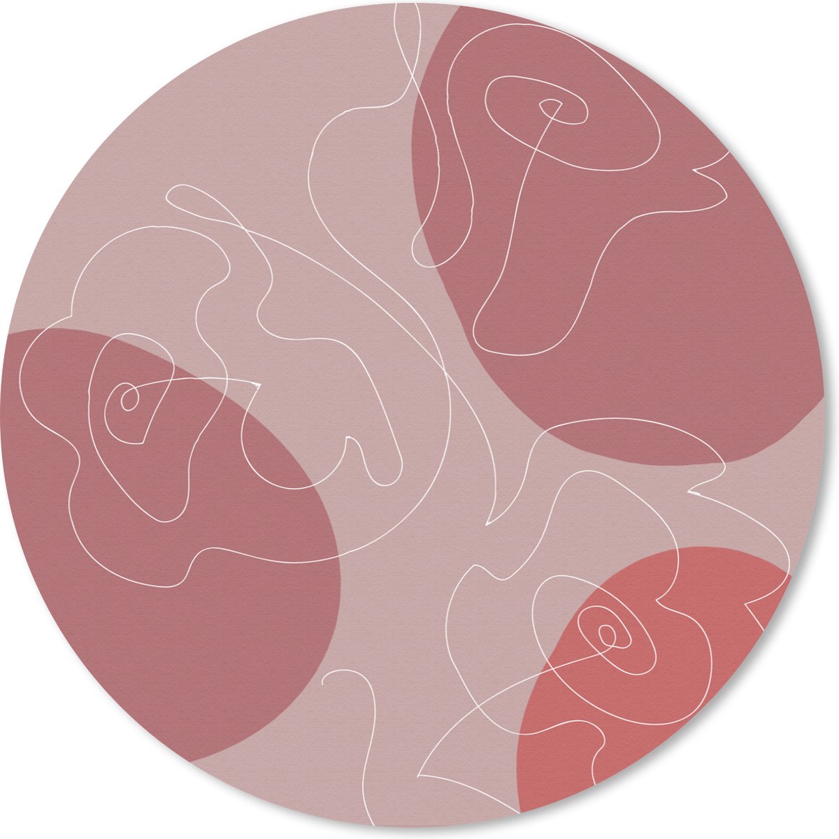 Muismat rond 20x20 cm - Mousepad Rozen - Rood - Bloemen - Abstract - Ronde muismatten