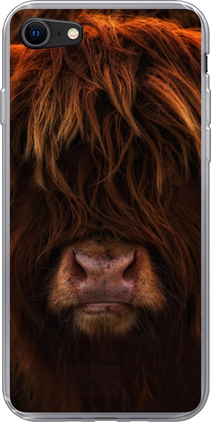 Coque iPhone 8 - Highlander écossais - Vache - Zwart - Portrait - Coque en Siliconen