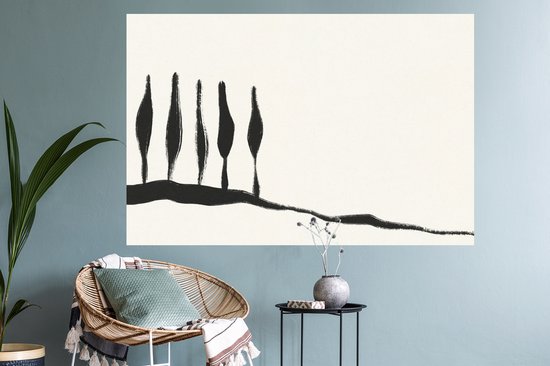 Stickers muraux - Film autocollant - Paysage - Abstrait - Zwart - Wit - 120x80 cm - Film adhésif - Stickers muraux chambre d'enfant - Papier peint autocollant - Papier peint autocollant - Film autocollant