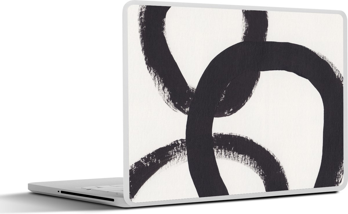 Laptop sticker - 14 inch - Abstract - Vormen - Zwart - Cirkels - 32x5x23x5cm - Laptopstickers - Laptop skin - Cover