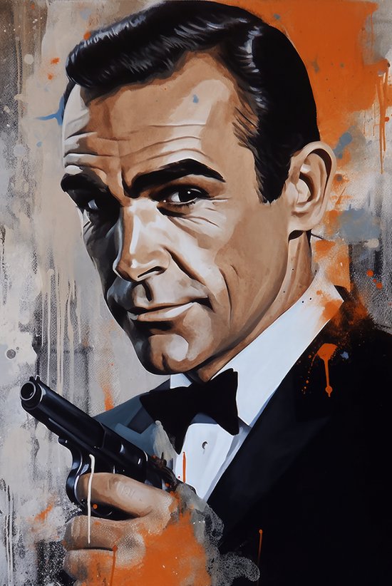 Film Poster - James Bond Poster - 007 - Sean Connery Poster - Abstract Portret - Wanddecoratie - Vintage poster - 61x91