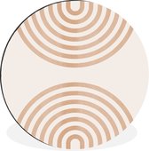 WallCircle - Wandcirkel - Muurcirkel - Abstract - Kunst - Regenboog - Bruin - Wit - Aluminium - Dibond - ⌀ 140 cm - Binnen en Buiten