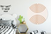 WallCircle - Muurstickers - Behangcirkel - Abstract - Kunst - Regenboog - Bruin - Wit - ⌀ 120 cm - Muurcirkel - Zelfklevend - Ronde Behangsticker XXL