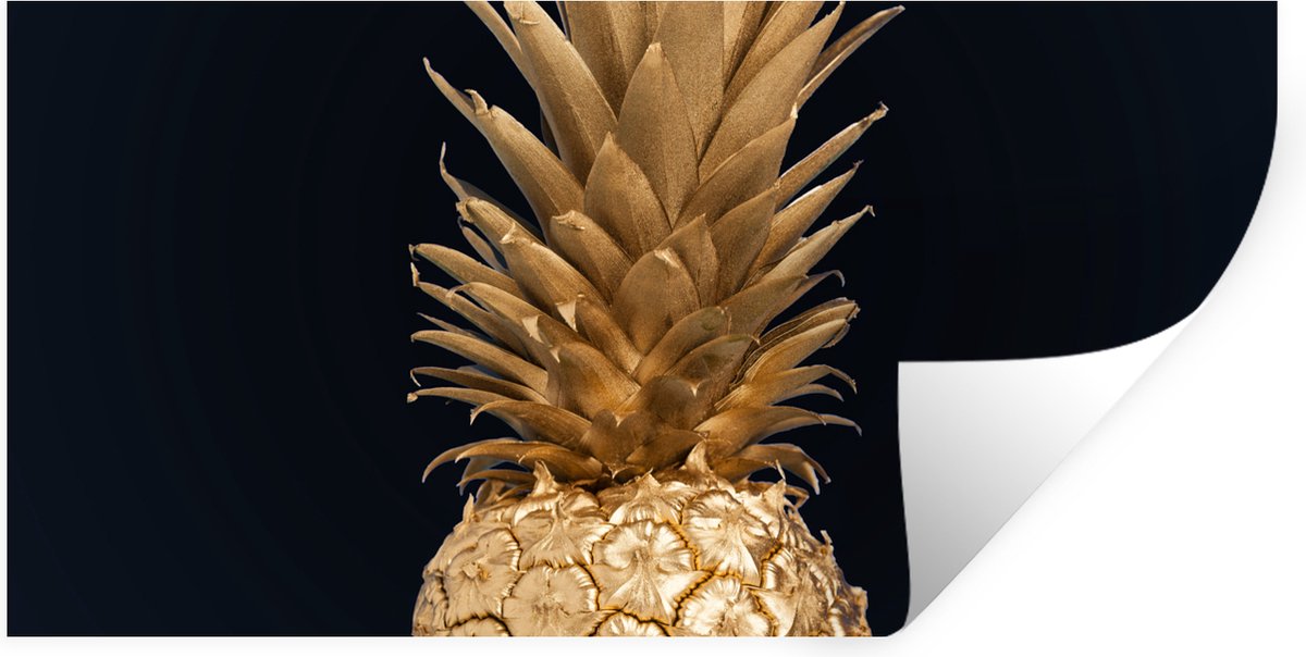 Muurstickers - Sticker Folie - Ananas - Goud - Verf - Zwart - Fruit - Luxe - 80x40 cm - Pl