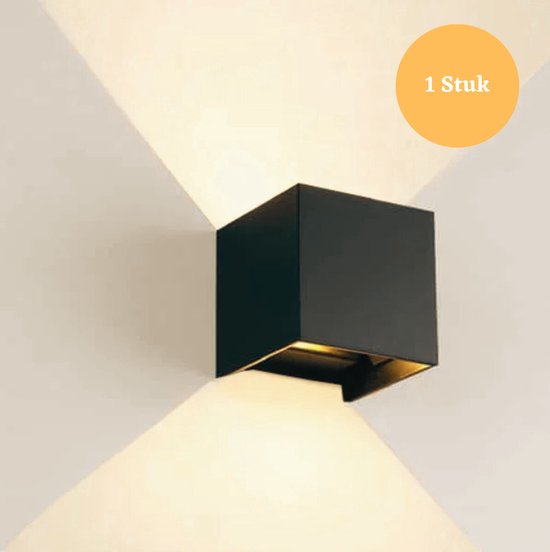 Wandlamp - geschikt voor binnen en buiten - industriële wandlamp - aluminium - 10x10x10cm - zwart
