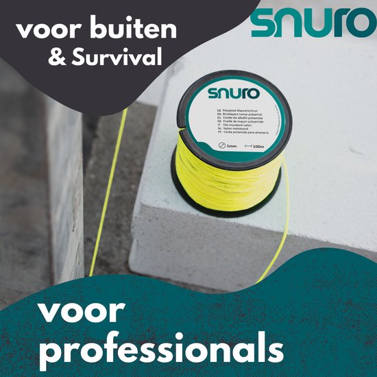 Fluogeel polyamide metseltouw op spoel, 1mm diameter, 100m lang, ideaal voor professionals. "Voor buiten & Survival"