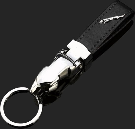 Luxe sleutelhanger Keychain Leer Metaal zwart- Luxe cadeau