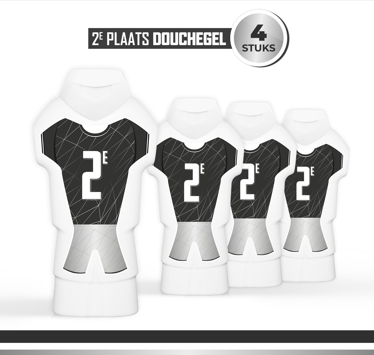 Goedkoopste Douchegel 2e Plaats - 4 stuks | Prijs - Cadeau - Toernooi - Showergel - Shower gel - Voetbal - Prijzen