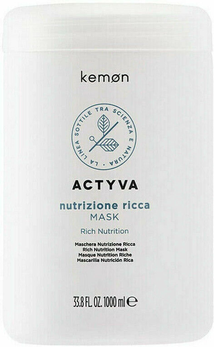 Kemon Actyva Nutrizione - Intensief hydraterend masker voor zeer droog haar 1000ml