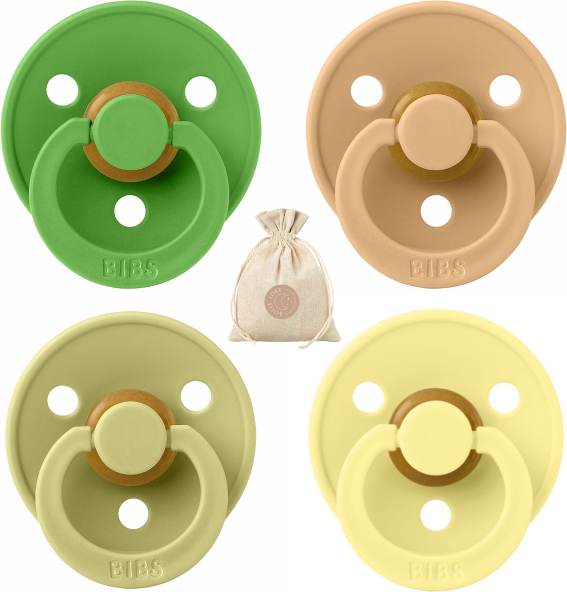 Goedkoopste BIBS fopspenen - T1 -Pear, Desert Sand, Olijf & Sunshine -0-6 maanden - spenen - speen - fopspeen - BolleToet speenzakje