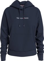 Bruin Tinten Tjw Reg Serif Linear Hoodie Truien & Vesten Dames - Sweater - Hoodie - Vest- Donkerblauw - Maat M
