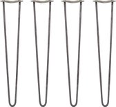 4 x Tafelpoten pinpoten - Lengte: 71cm - 2 pin - 12m - Ruw Staal - SkiSki Legs ™ - Retro hairpin