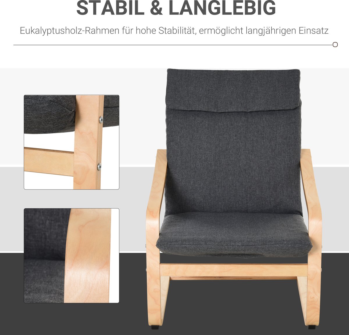 HOMCOM Relaxstoel fauteuil met armleuningen linnen bekleding houten frame  833-816 | bol.com