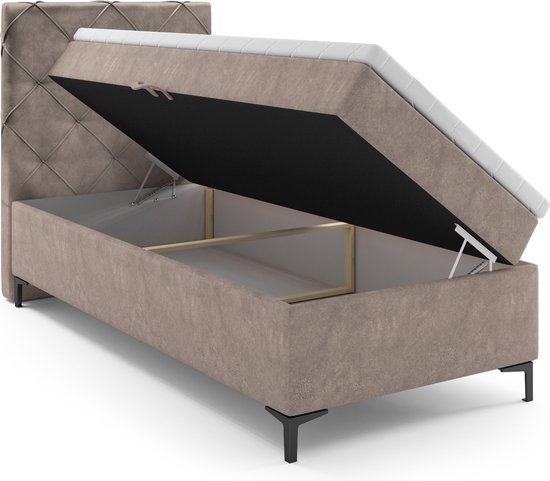 Meuba Home - Oslo Boxspring - Taupe - 90x200 - Microfiber - Met topper 8cm
