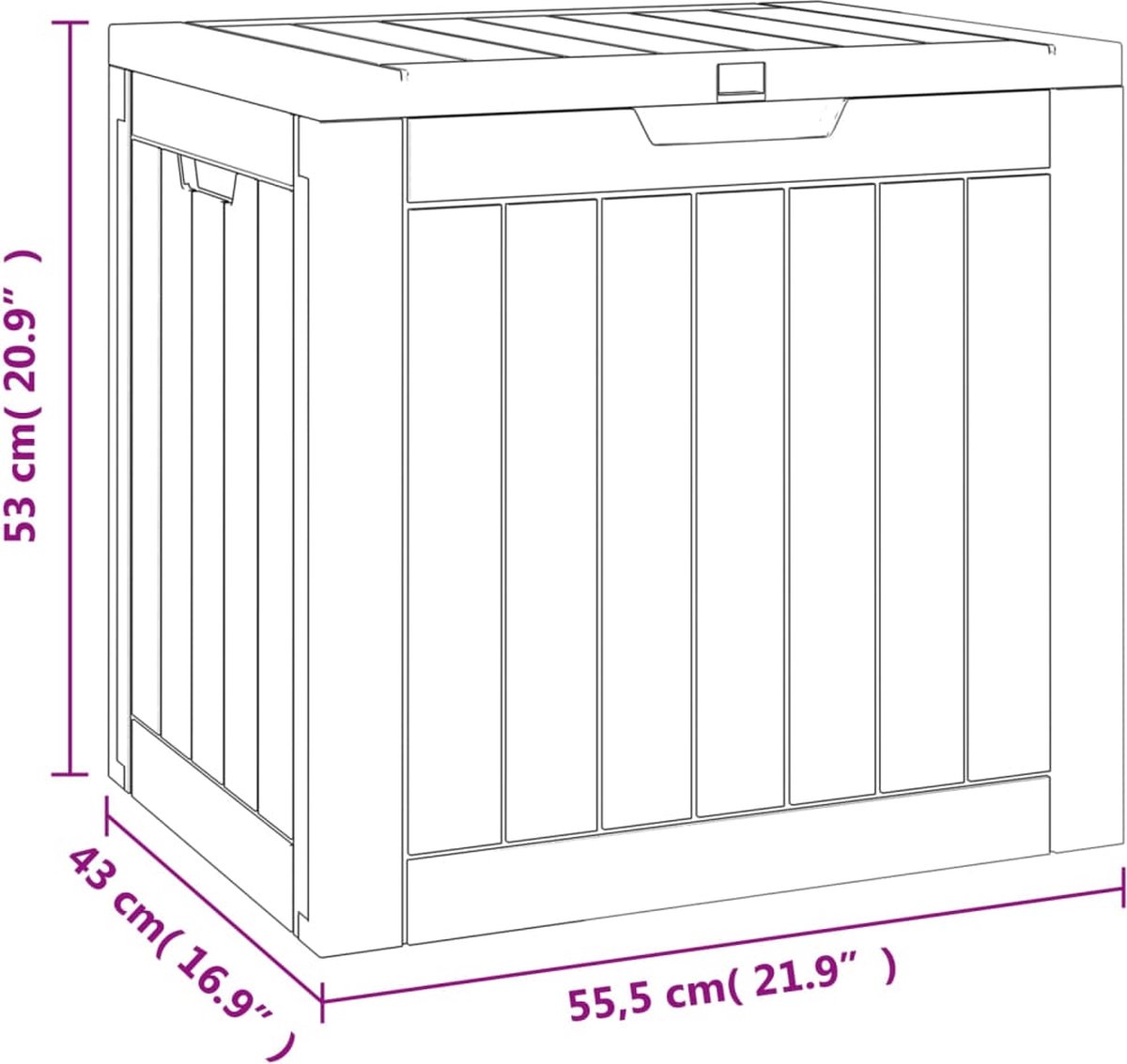 vidaXL Tuinbox 55,5x43x53 cm polypropeen zwart - Grote Kadoshop