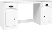 vidaXL - Bureau - met - kast - bewerkt - hout - hoogglans - wit