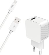 Bigben Connected, USB A-netoplader 2,4 A FastCharge USB A/Lightning-kabel, Wit