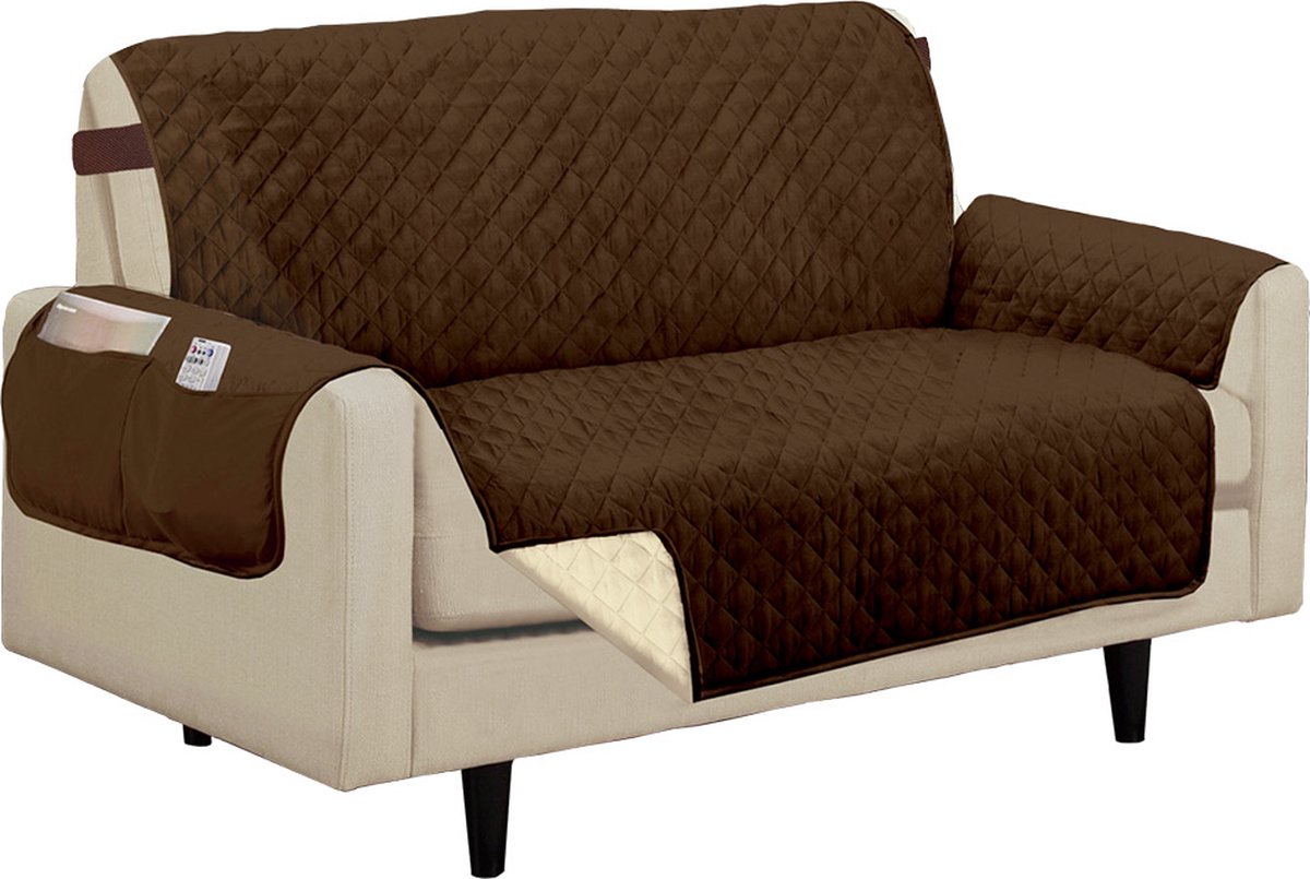 Orange Donkey, Couch Cover Bankhoes Love Seat - 223x177 cm - Bruin/crème - Hondendeken - Sofa cover - Bankbeschermer honden/katten - Waterafstotende Meubelhoes