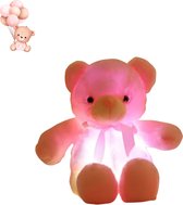 Le Cava Lichtgevende Knuffel Teddybeer 30 cm Roze - Schattige Pluche Knuffelbeer - Speelgoed en Decoratie voor Kinderen - Cadeau Knuffel 30 cm