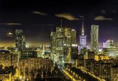 Fotobehang City Warsaw Night Travel  | XXL - 312cm x 219cm | 130g/m2 Vlies