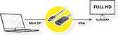 ROLINE 04/11/5975, 1 m, Mini DisplayPort, VGA (D-Sub), Mâle, Mâle, Droit