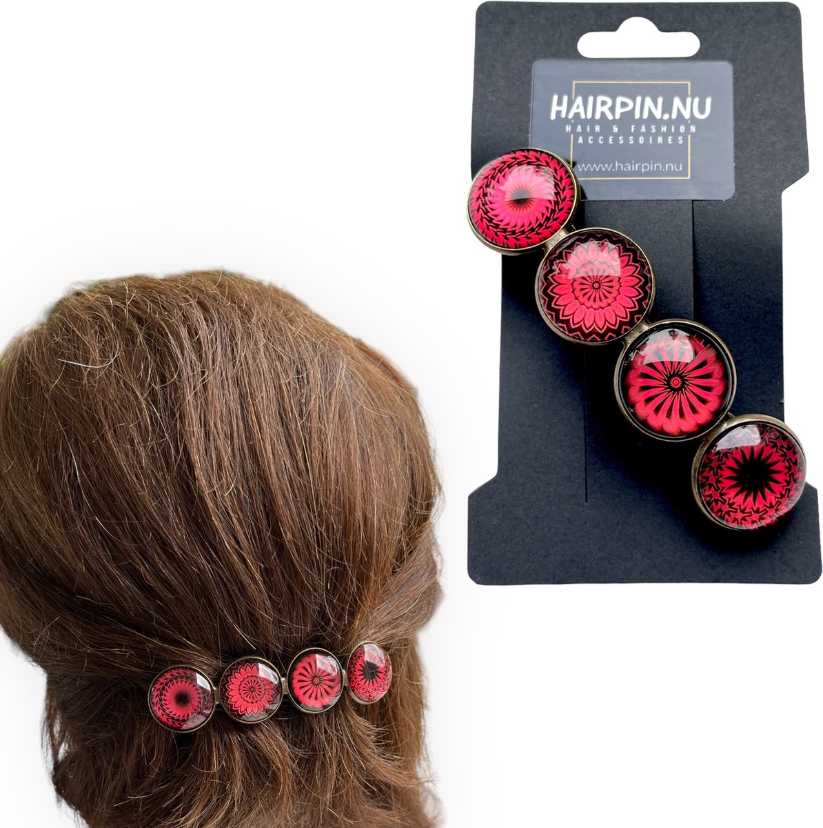 Hairpin.nu-Hairclip-cabochon-haarspeld-bohemian-ibiza-boho-zwart-rood