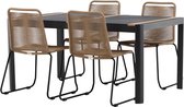 Togo tuinmeubelset tafel 150x100cm, 4 stoelen Lindos, zwart,bruin.