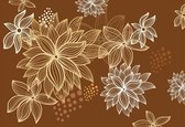 Fotobehang Flowers Abstract Brown | XXL - 312cm x 219cm | 130g/m2 Vlies